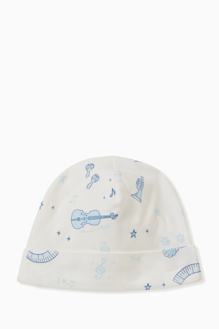 

Abstract Print Hat in Cotton, Blue