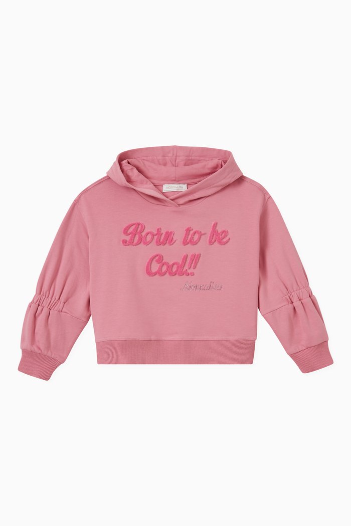 

Textured Hoodie in Stretchy Cotton, Pink