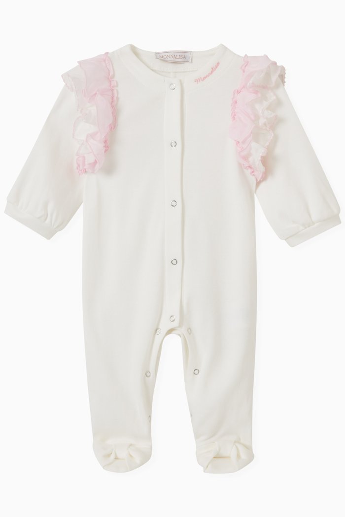 

Ruffled Sleepsuit in Cotton, Neutral
