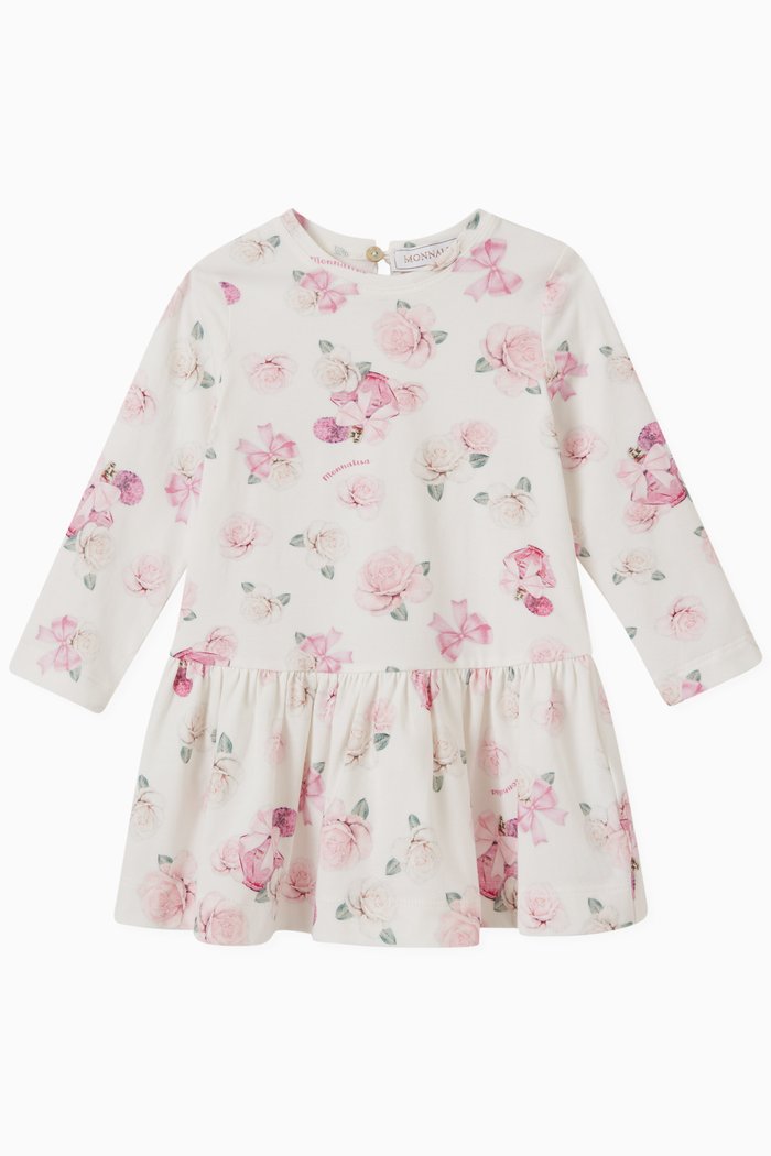 Floral Dress in Cotton, Neutral