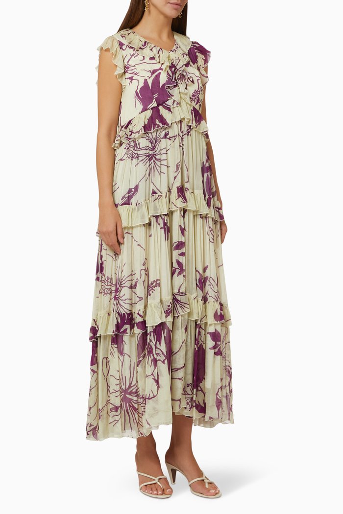 

Floral Dress in Chiffon, White