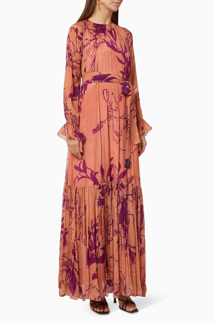 

Floral Dress in Chiffon, Orange