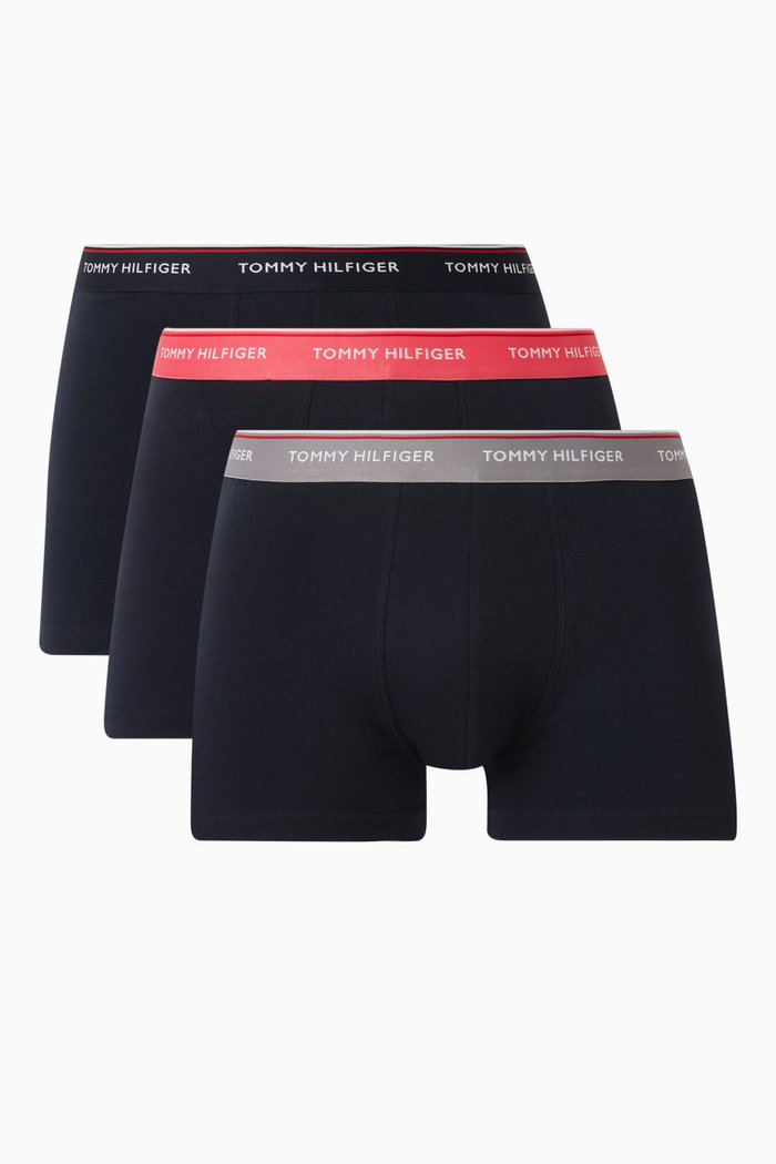 

Essentrial Logo Trunks in Cotton Stretch Jersey, Set of 3, Blue