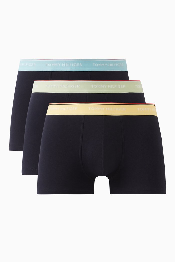 

Essentrial Logo Trunks in Cotton Stretch Jersey, Set of 3, Green