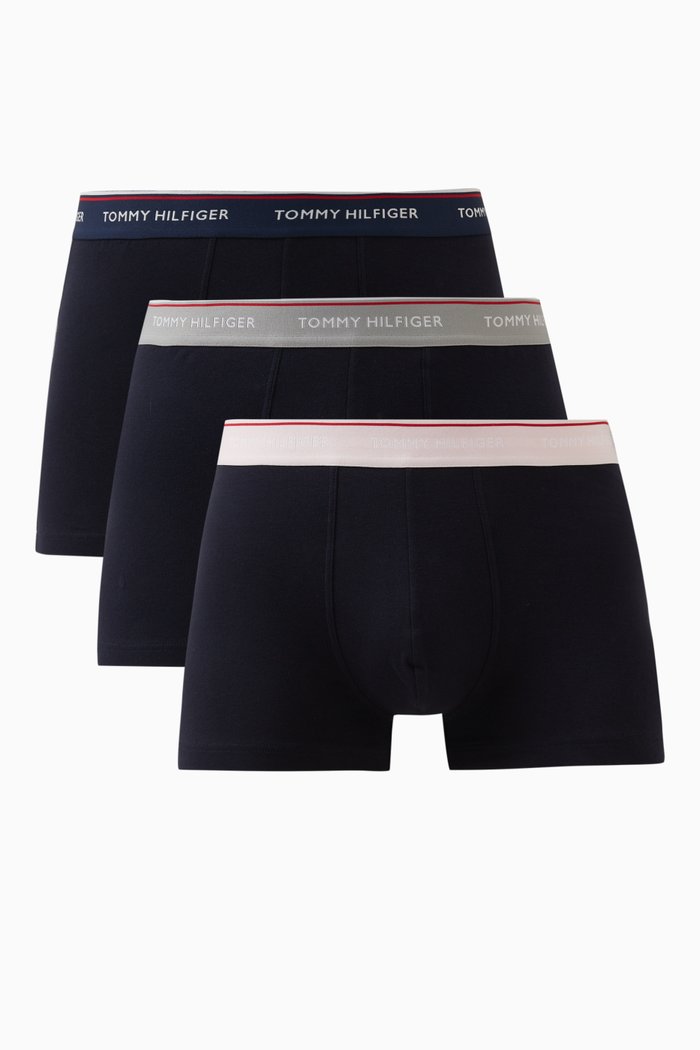 

Essentrial Logo Trunks in Cotton Stretch Jersey, Set of 3, Blue