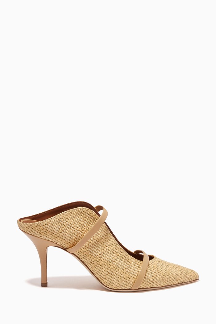 

Maureen 70mm Mule Heels in Raffia, Neutral