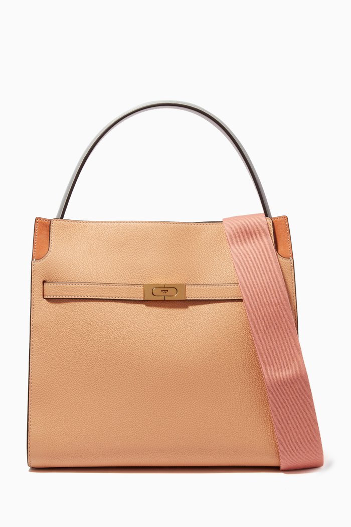 

Lee Radziwill Double Bag in Pebbled Leather, Pink