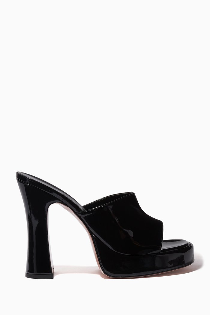 

Bella Platform Mule Sandals in Vegan Patent-leather, Black