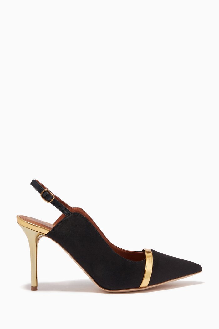 Marion 70 Slingback Pumps in Satin, Black