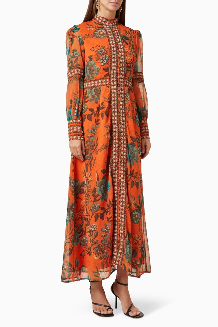 

Printed Dress in Georgette, Orange