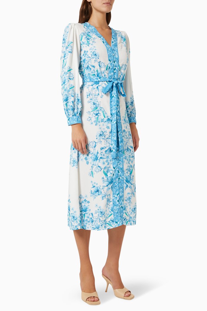 Midi Dress in Recycled Crepe, Blue