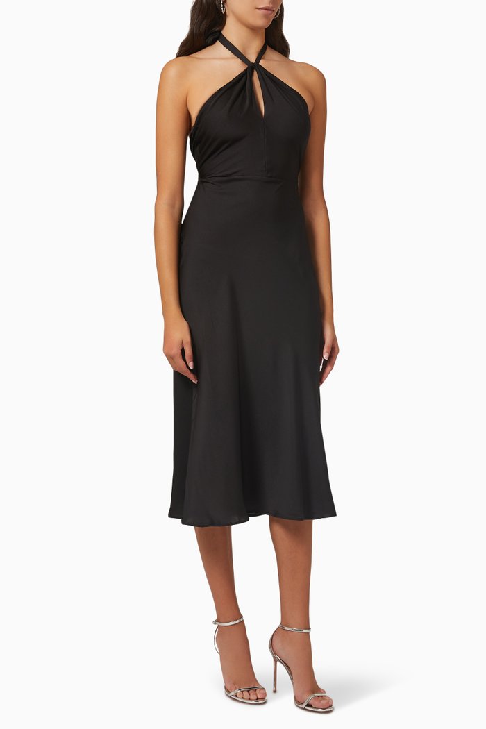 

Bay Halter Midi Dress in Recycled Knit, Black