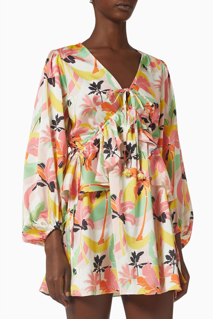 

Jan Palm-print Mini Dress, Multicolour