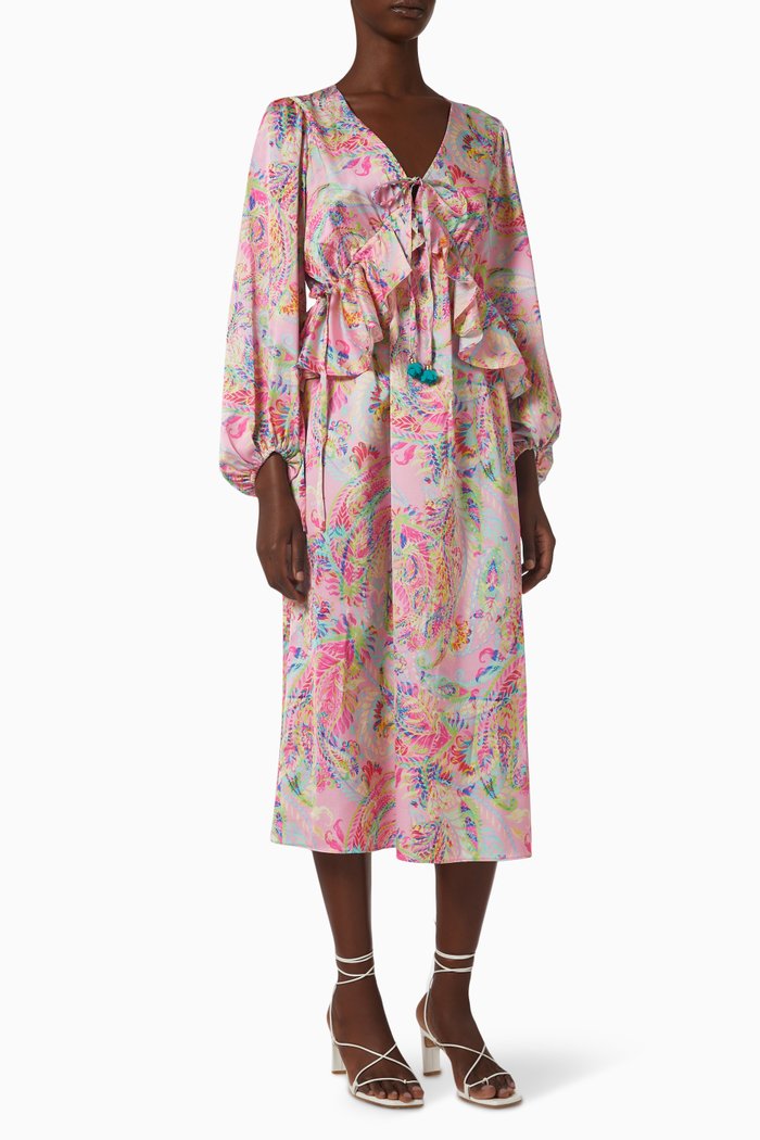 

Anna Paisley Print Midi Dress, Pink