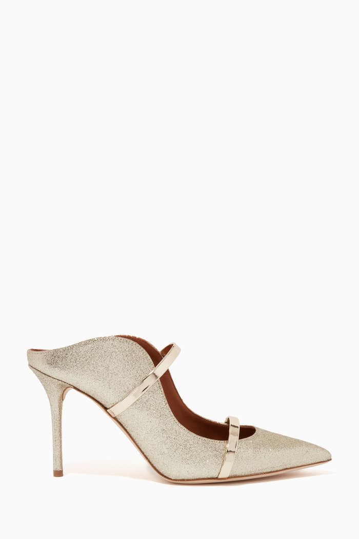 

Maureen 85 Mules in Glitter, Silver
