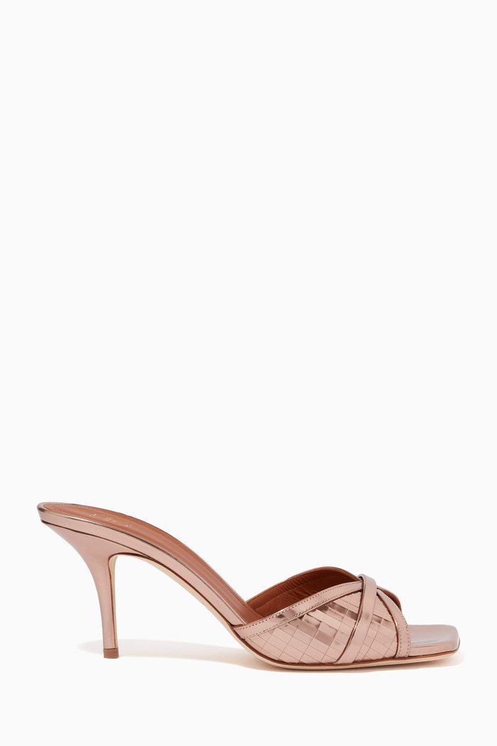 Perla 70 Mules in Mirror-leather, Gold