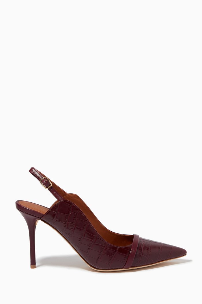 

Marion 85 Slingback Pumps in Croc-embossed Leather, Burgundy