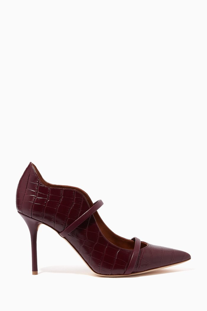 

Maureen 85 Pumps in Croc-embossed Leather, Burgundy