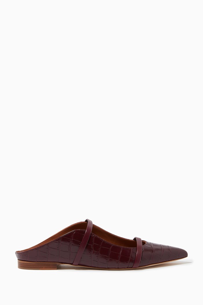 

Maureen Mules in Croc-embossed Leather, Burgundy
