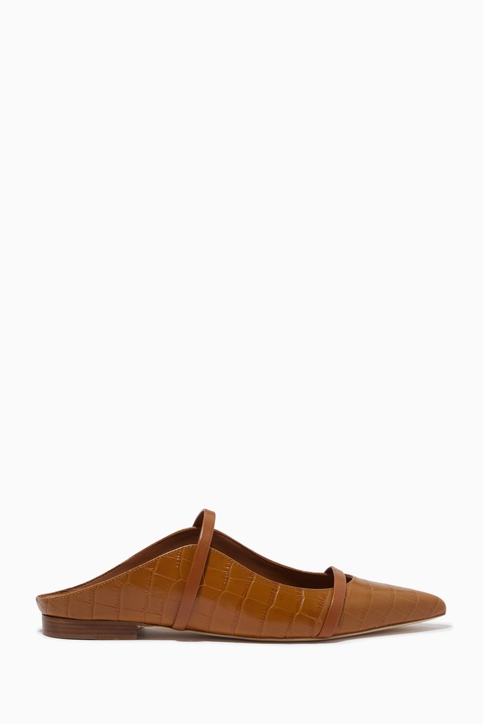 

Maureen Mules in Croc-embossed Leather, Brown