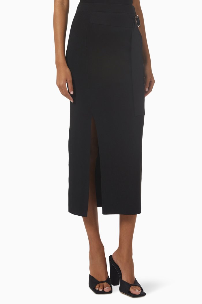 

Narah Midi Skirt in Ribbed Knit, Black