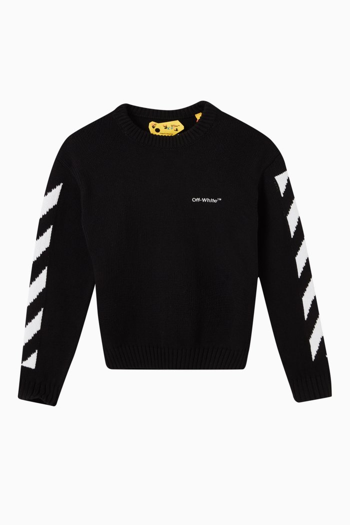 

Arrow Knit Sweater in Cotton, Black