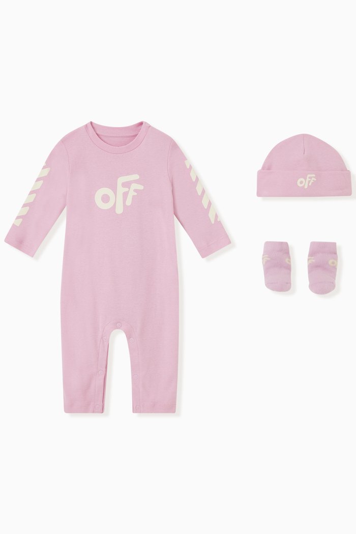 

Logo Romper Set in Cotton, Pink