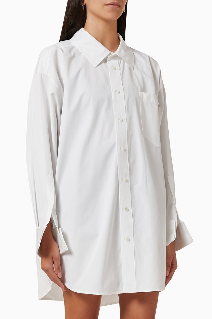 

Oversized Shirt Dress in Cotton Poplin, White