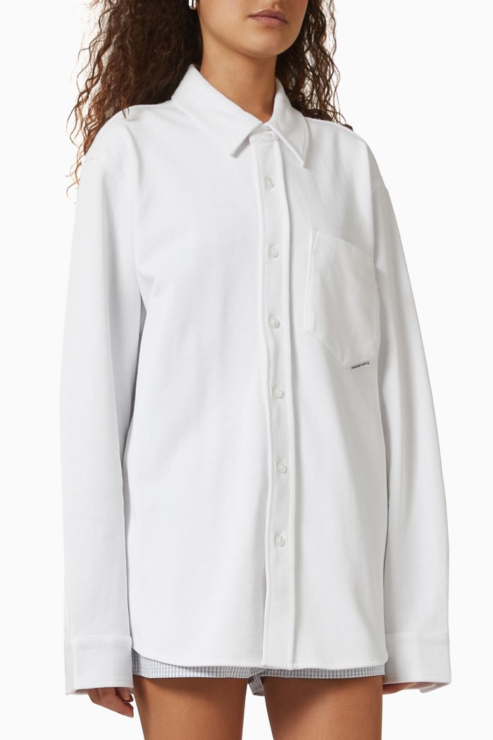 

Oversized Logo Flag Tag Shirt in Cotton, White