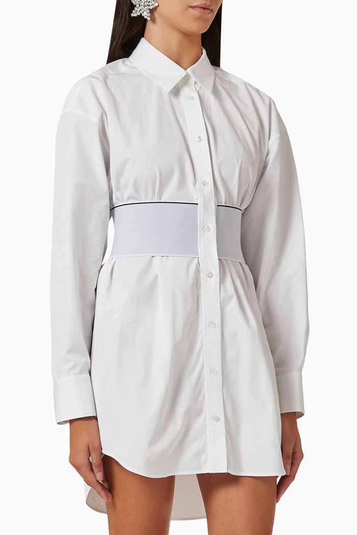 

Logo Elastic Dress in Cotton Poplin, White