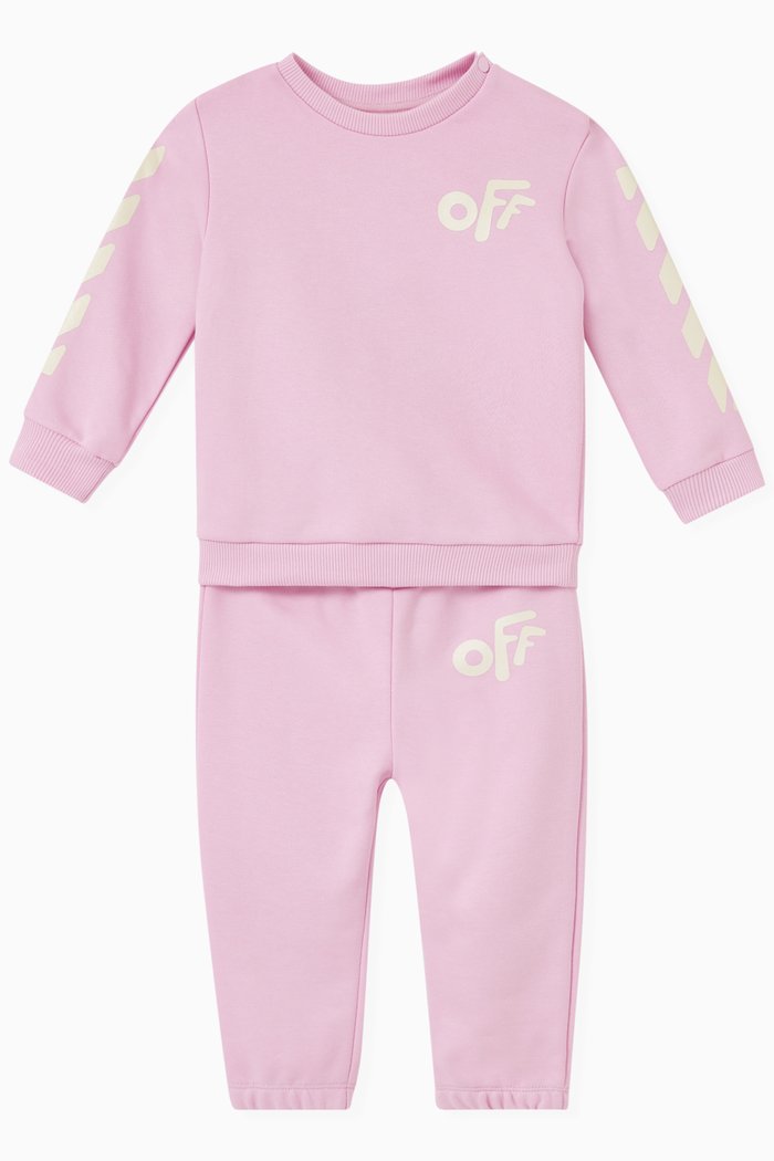 

Logo Sweatshirt & Pants Set in Cotton, Pink