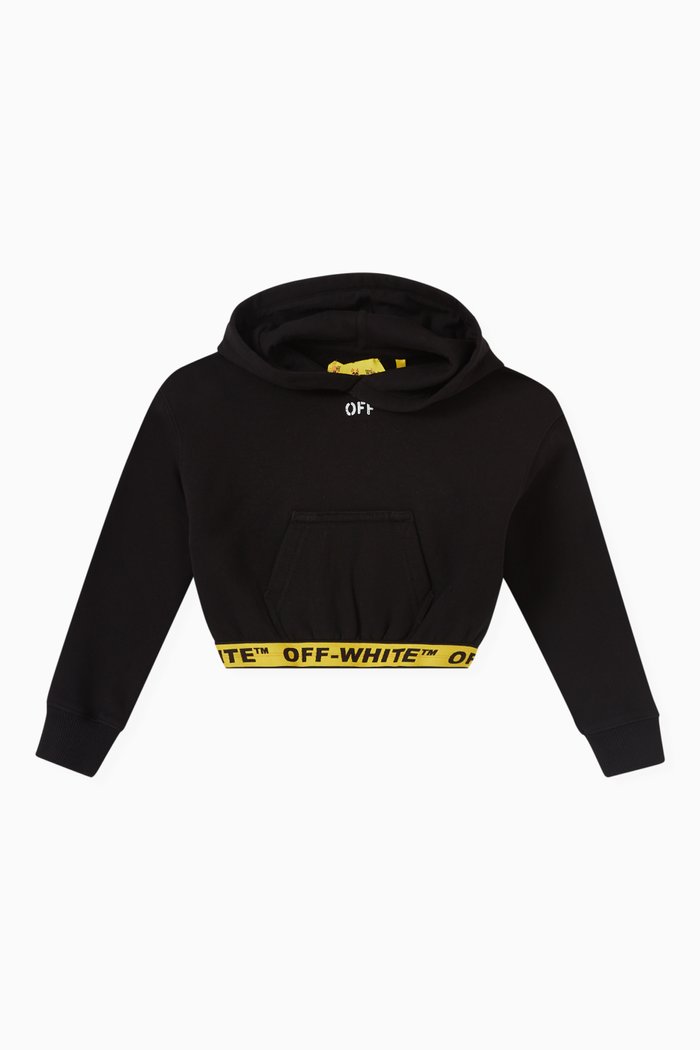

Logo Industrial Cropped Hoodie in Cotton, Black