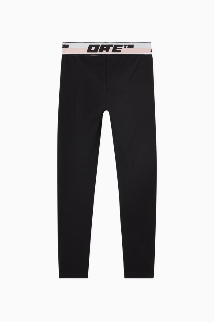 

Logo Band Leggings in Stretchy Cotton, Black
