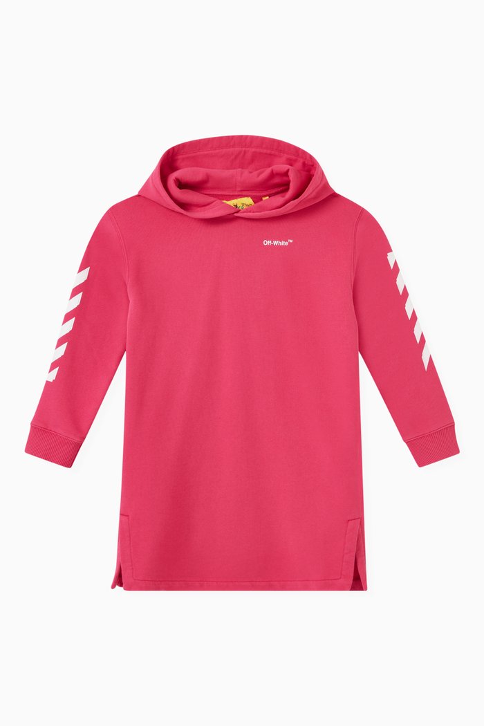 

Rubber Arrow Hooded Dress in Cotton, Pink