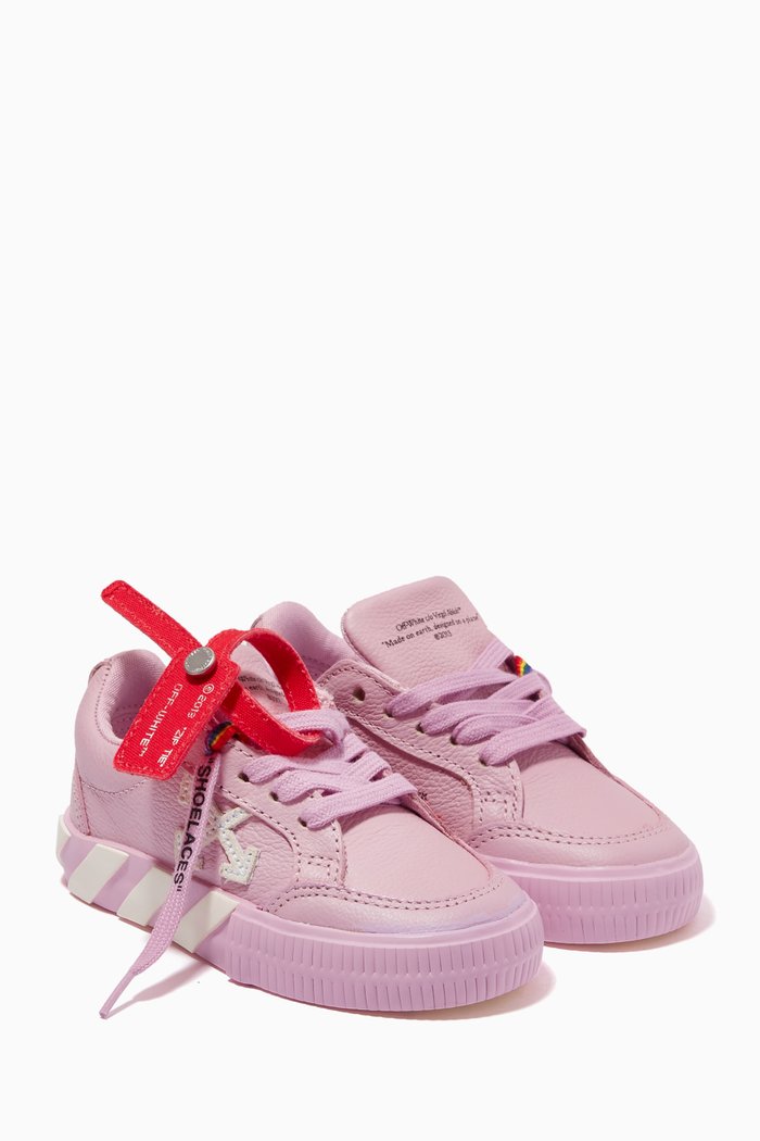 

Lace-up Vulcanized Low-top Sneakers in Leather, Pink