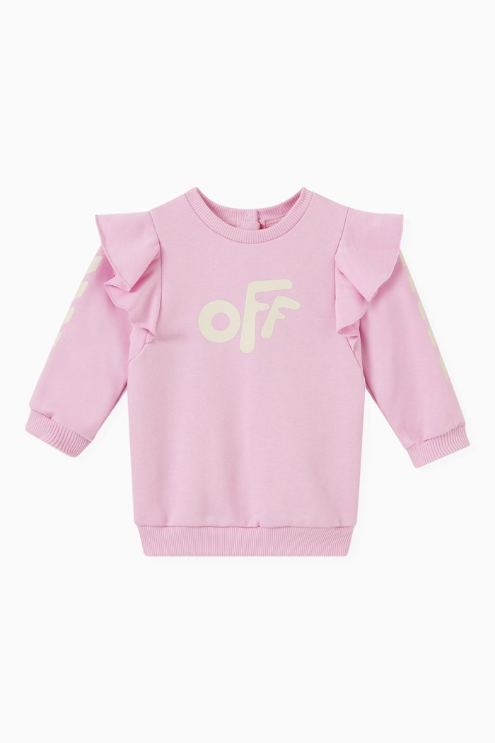 

Ruffled Logo Sweat Dress in Cotton, Pink