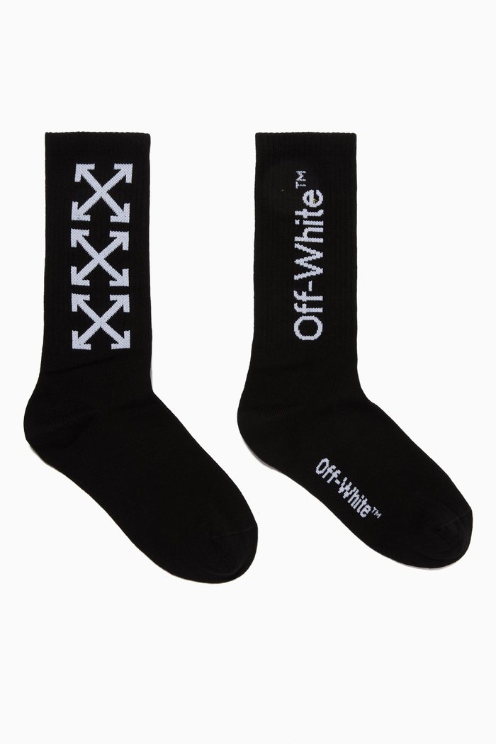 

Arrows Mid Length Socks in Cotton, Black