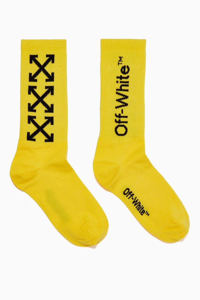 

Arrows Mid Length Socks in Cotton, Yellow