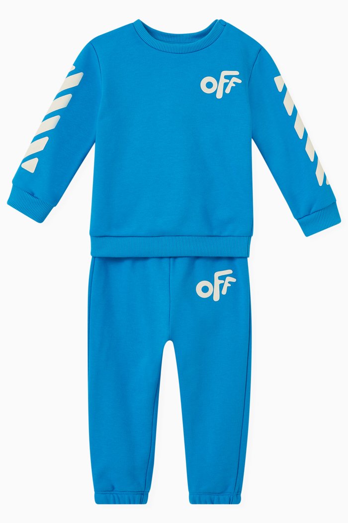 

Rounded Logo Sweat Set in Cotton Terry, Blue