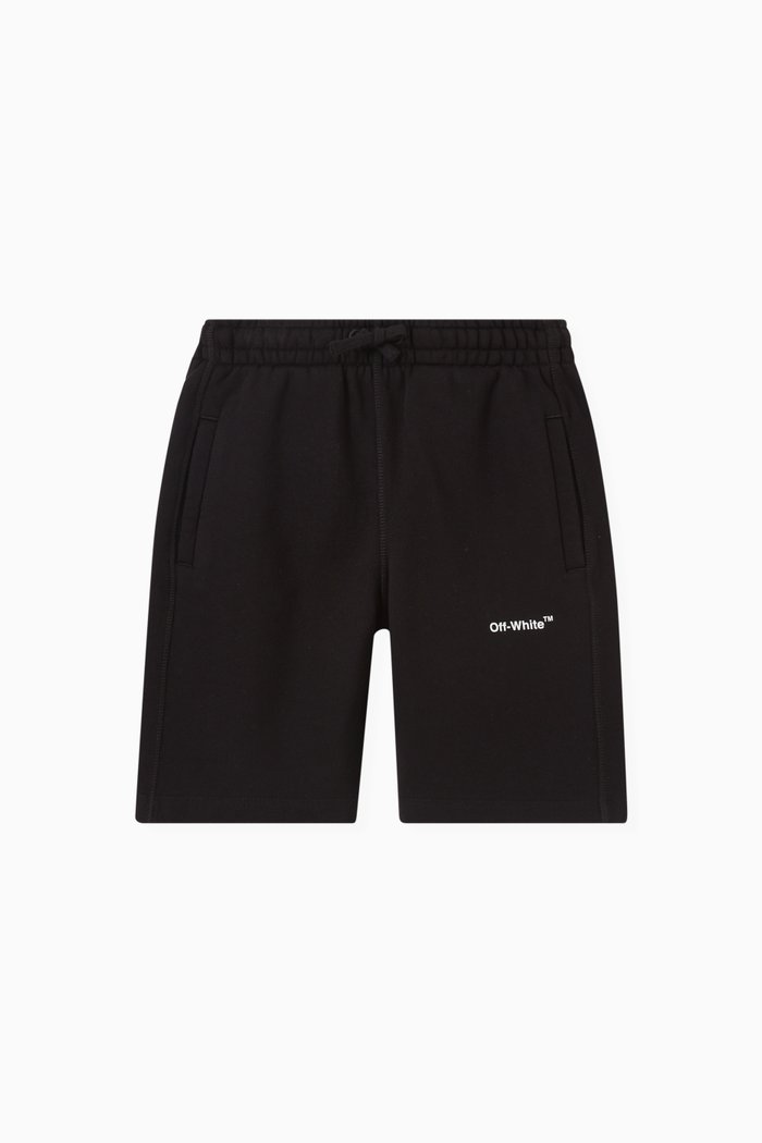 

Rubber Arrow Sweat Shorts in Cotton, Black