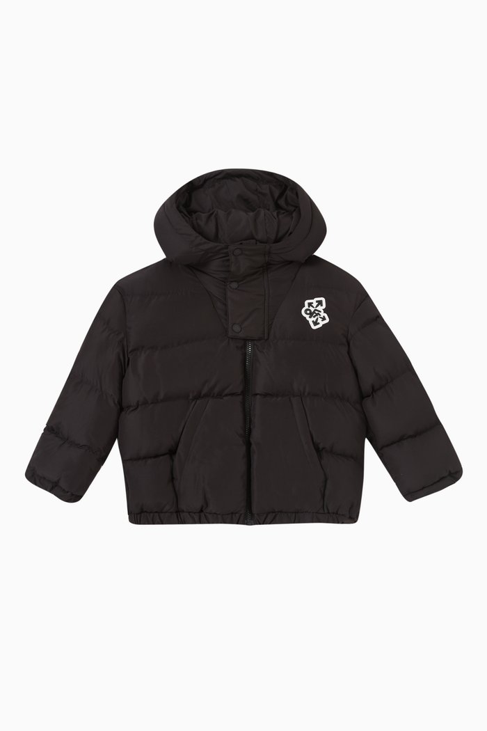 

Logo Puff Hoodie in Polyester, Black