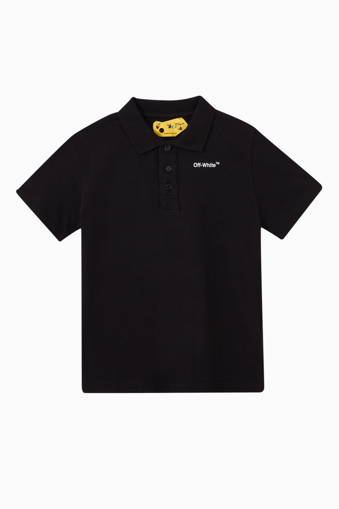 

Arrows Print Polo in Cotton, Black
