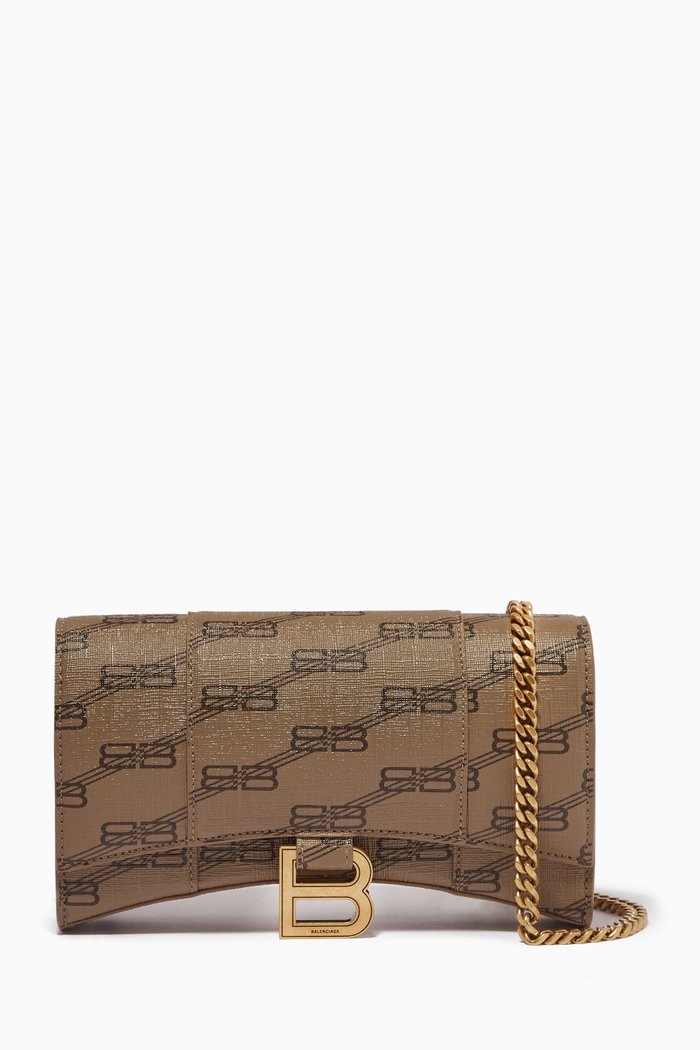 Hourglass Wallet on Chain in BB Monogram Canvas, Neutral