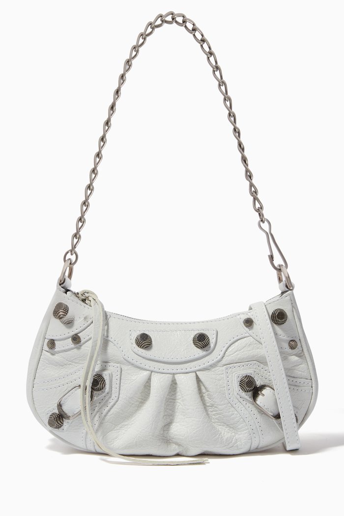 

Le Cagole Mini Purse with Chain in Arena Lambskin, White