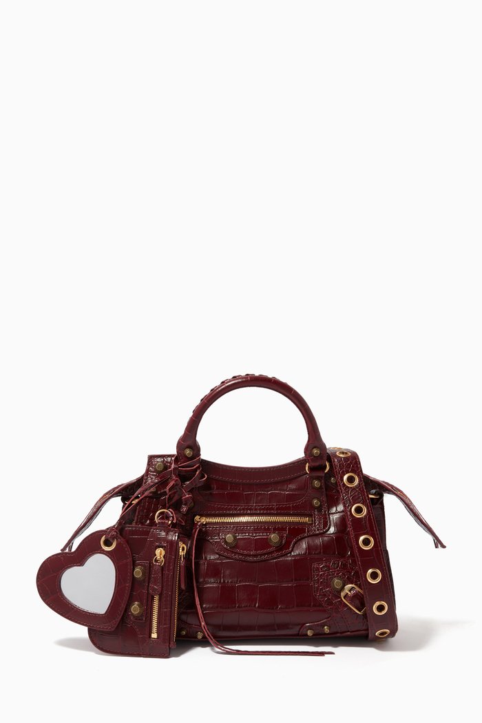 

Neo Cagole XS Handbag in Crocodile-embossed Calfskin, Red