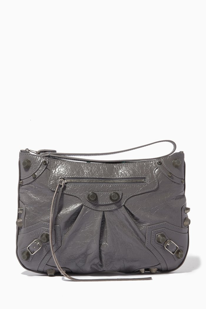 

Le Cagole Large Pouch in Arena Lambskin, Grey