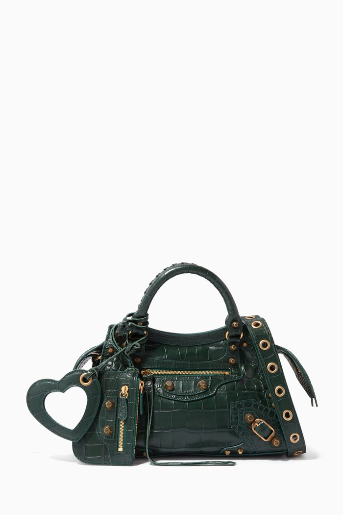 

Neo Cagole XS Handbag in Crocodile-embossed Calfskin, Green