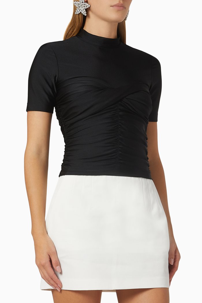 

Ruched Bodycon Top in Jersey, Black