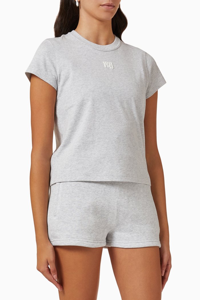 

Puff Logo Crop T-shirt in Cotton Jersey, Grey