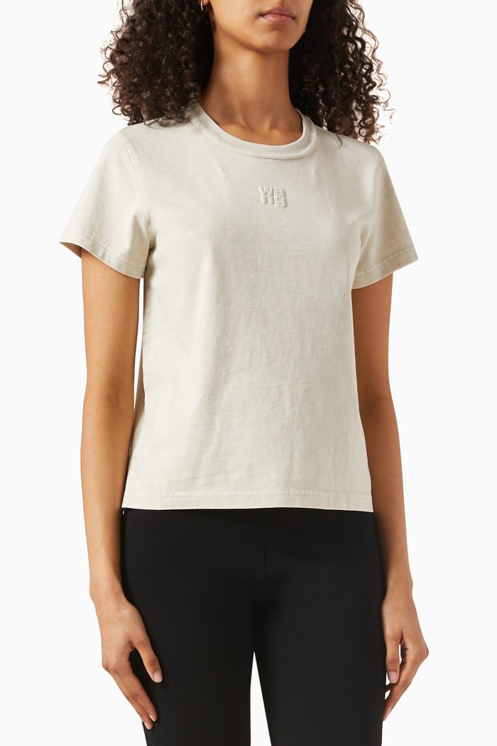 

Puff Logo Crop T-shirt in Cotton Jersey, Grey